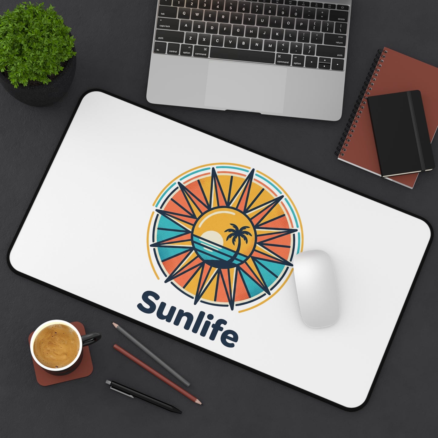 Tapis de Bureau Sunlife — Boussole Plage & Palmiers | Mouse Pad Tropical