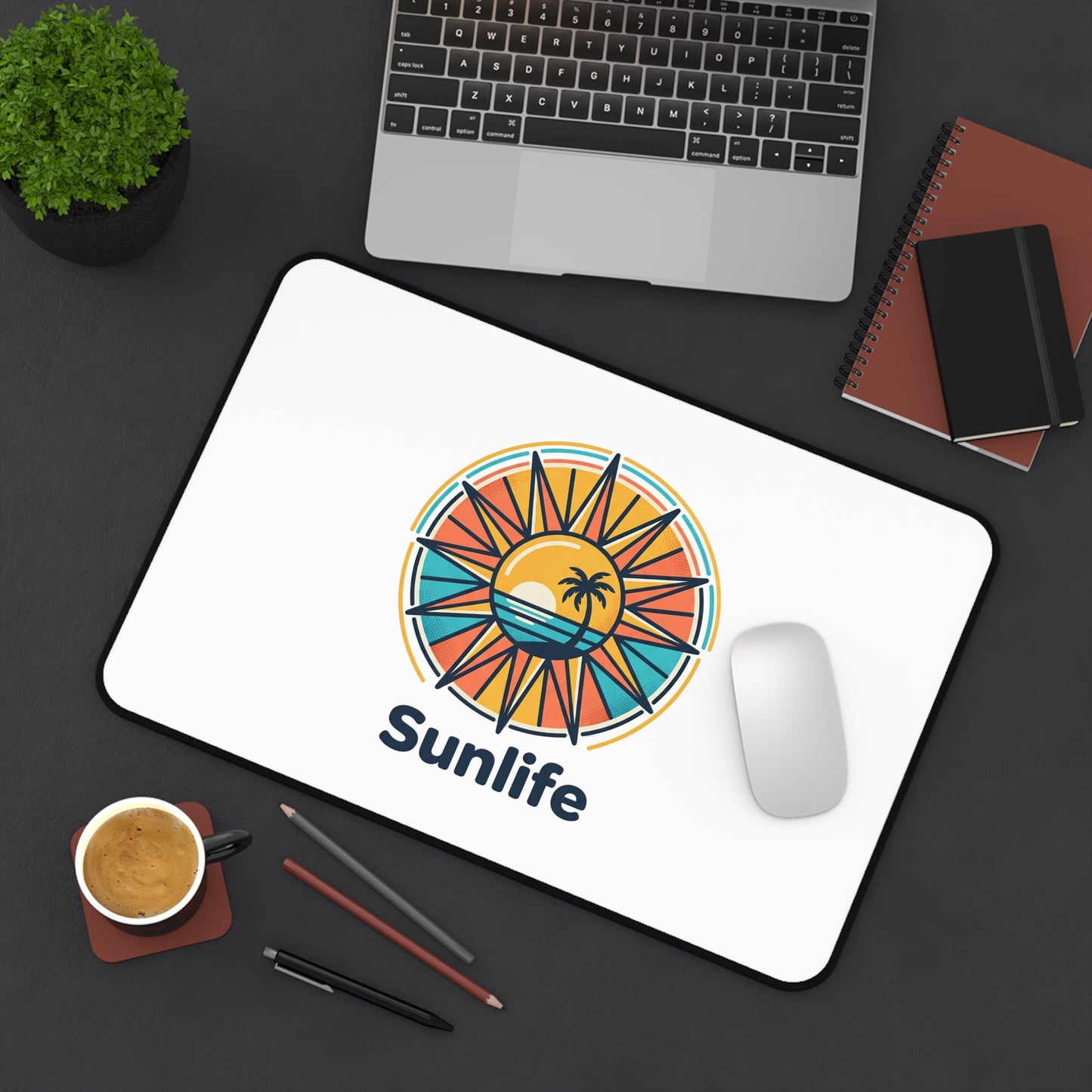Tapis de Bureau Sunlife — Boussole Plage & Palmiers | Mouse Pad Tropical