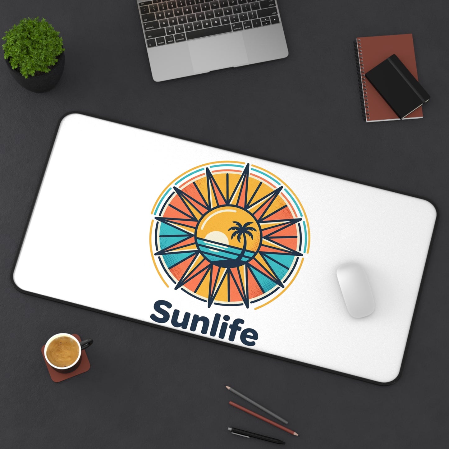 Tapis de Bureau Sunlife — Boussole Plage & Palmiers | Mouse Pad Tropical